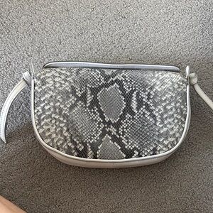 Leather Elegant Gray Snake Print Women's Bag